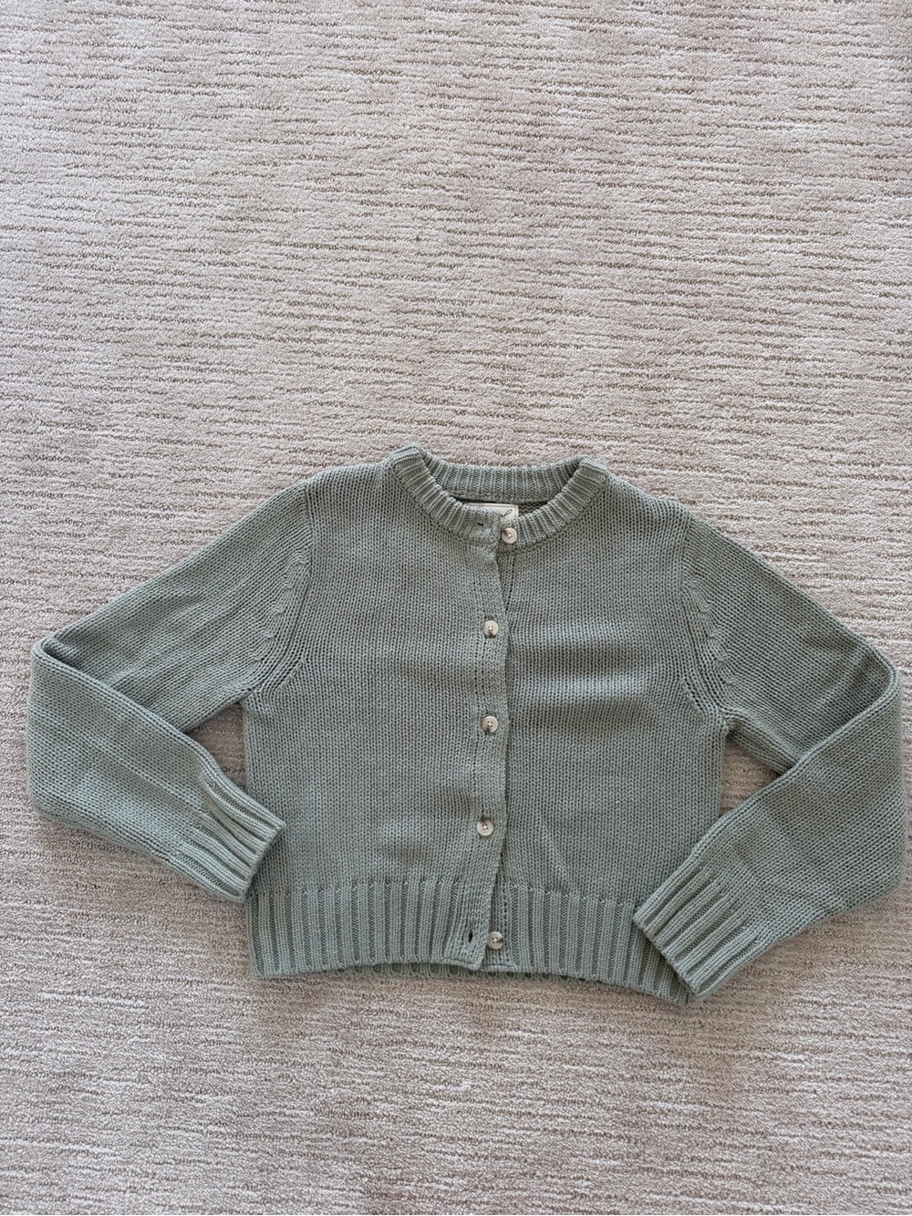 Cropped Sage Green Button-Front Women's Cardigan